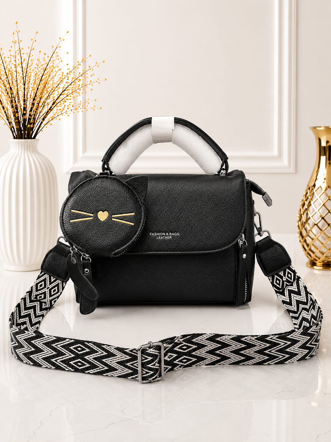 Pinkorra Imported Crossbody Bag for Women | Kitty Coin Pouch + Keychain | Premium Quality | 7 Colors | Band Bag Packing