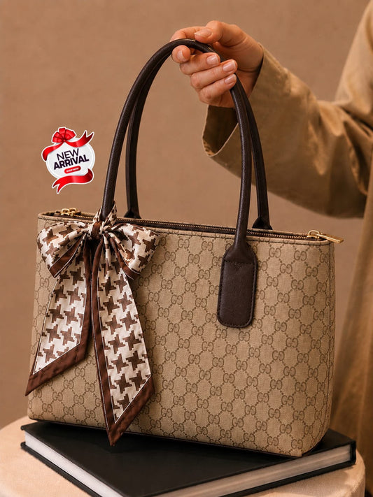 Large Double Zipper Handbag with Imported Scarf for Girls | Premium Shoulder Bag | Pinkorra