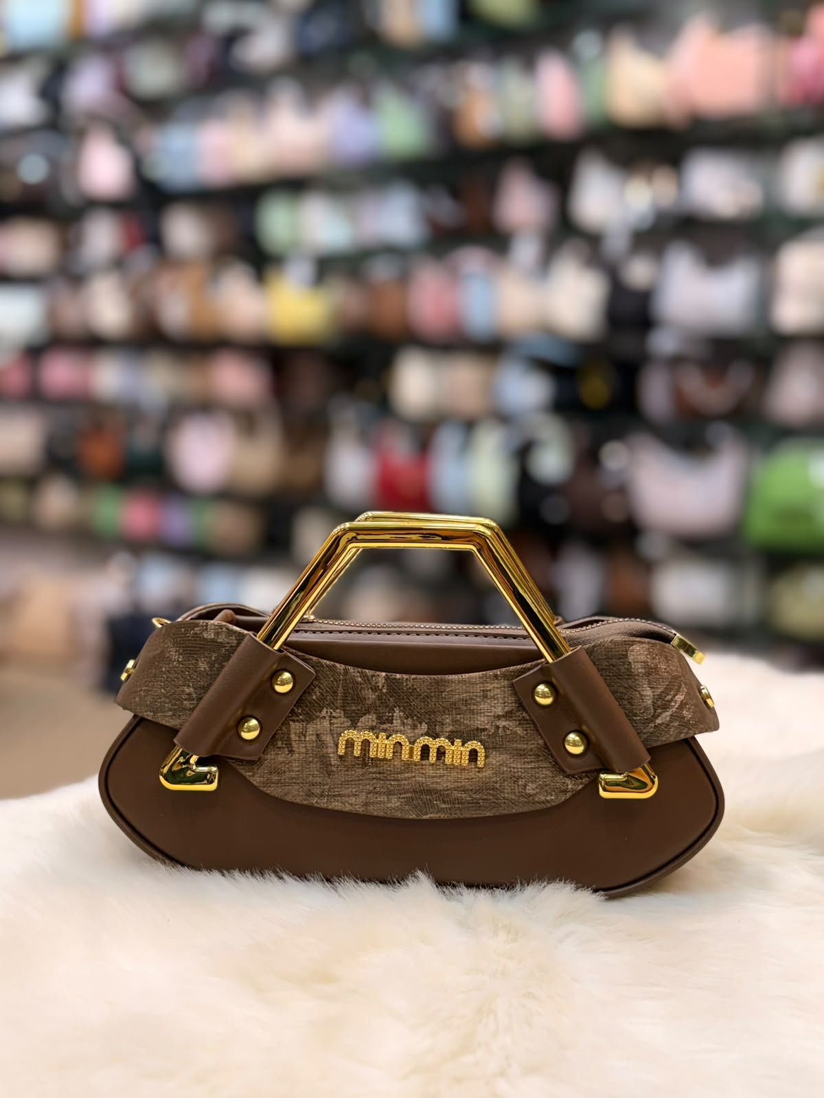 Premium Ladies Shoulder Handbag | Luxury Handbag with Golden Metal Handle | Adjustable Strap | Pinkorra