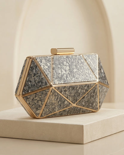 Marble Hand Clutch for Girls – Stylish Top Lock Design