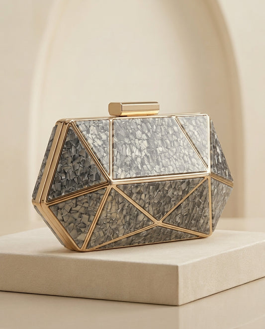 Marble Hand Clutch for Girls – Stylish Top Lock Design