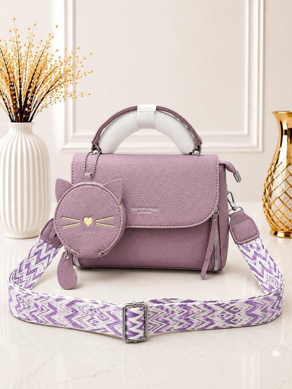 Pinkorra Imported Crossbody Bag for Women | Kitty Coin Pouch + Keychain | Premium Quality | 7 Colors | Band Bag Packing
