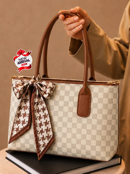 Large Double Zipper Handbag with Imported Scarf for Girls | Premium Shoulder Bag | Pinkorra