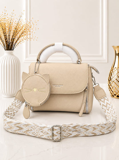 Pinkorra Imported Crossbody Bag for Women | Kitty Coin Pouch + Keychain | Premium Quality | 7 Colors | Band Bag Packing