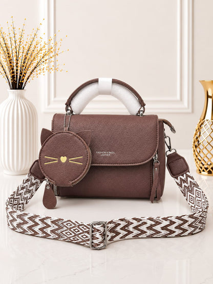Pinkorra Imported Crossbody Bag for Women | Kitty Coin Pouch + Keychain | Premium Quality | 7 Colors | Band Bag Packing