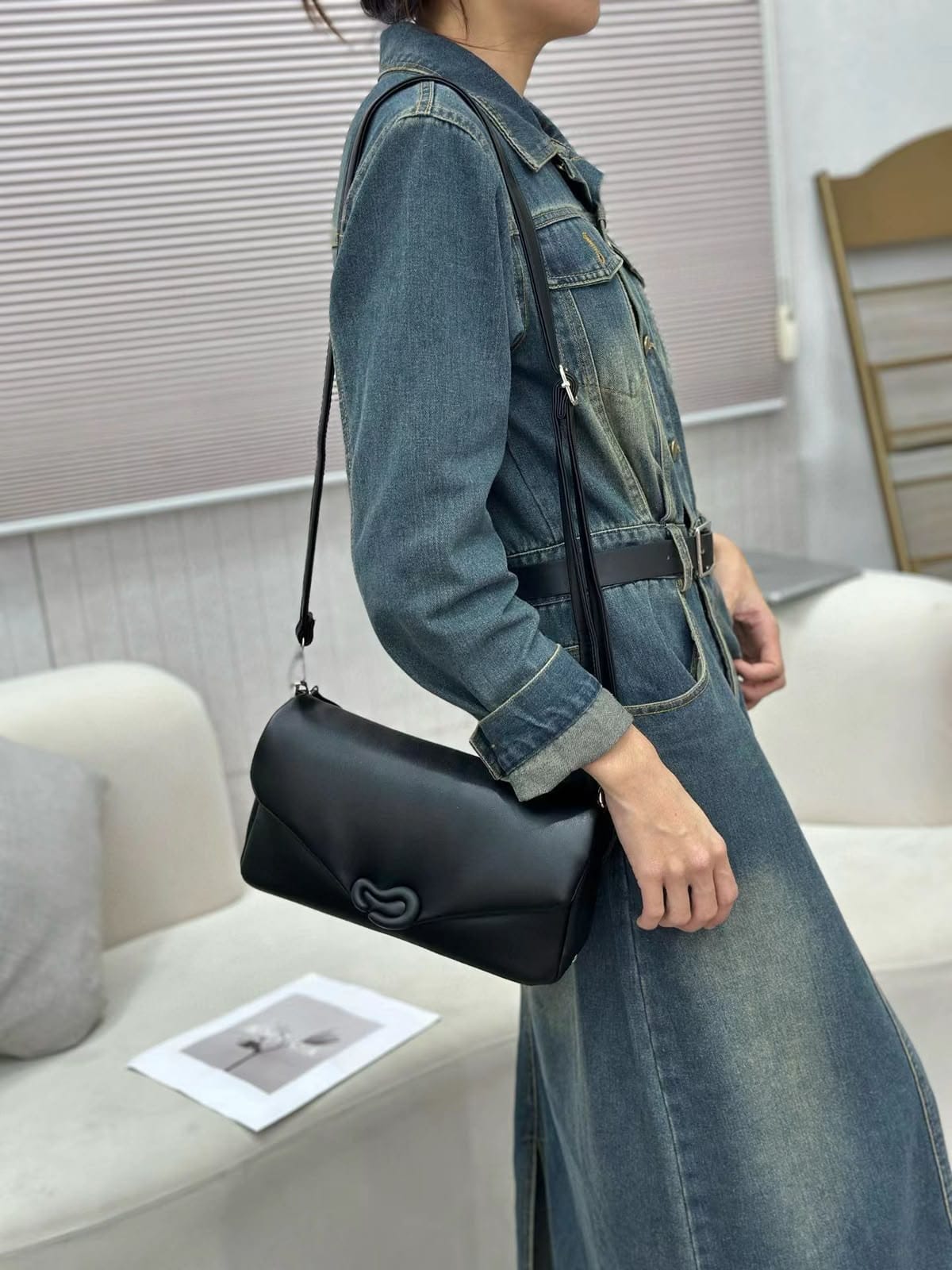 Pinkorra Branded Envelope Flap Crossbody & Shoulder Bag | Knotted Loop Hardware | Pleated Strap | Premium Soft Leather | 10 Colors