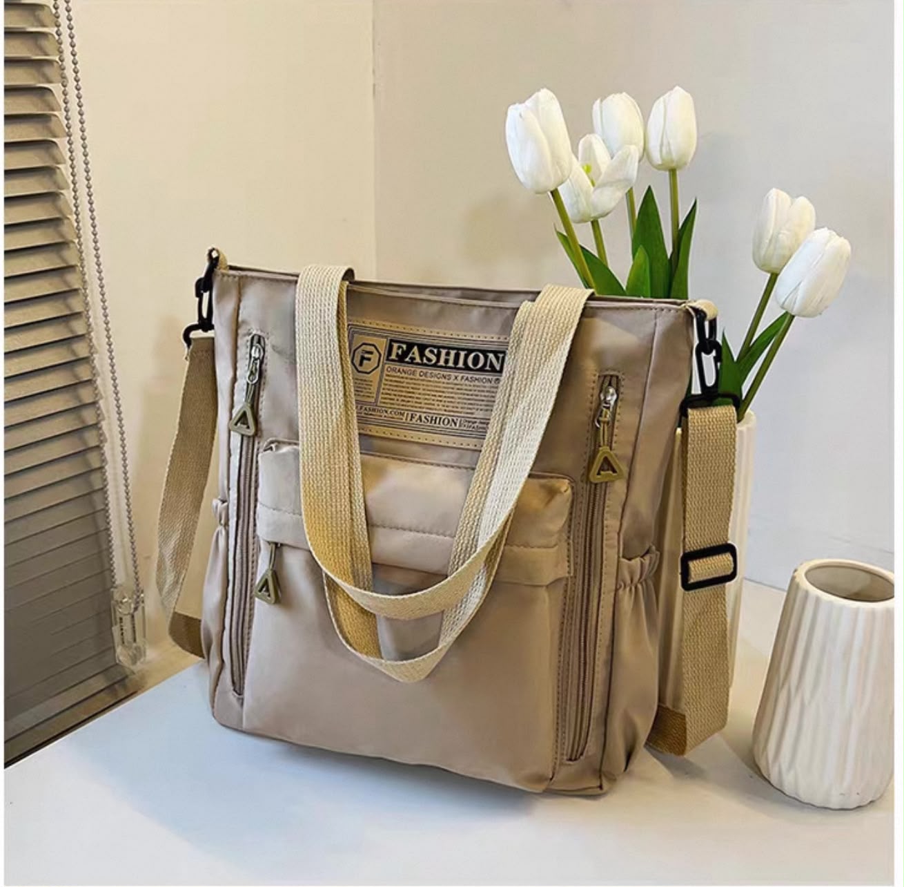 Pinkorra Imported Travelling Tote Bag | Waterproof Parachute Material | Large Size | Multi Pocket | College & University Bag