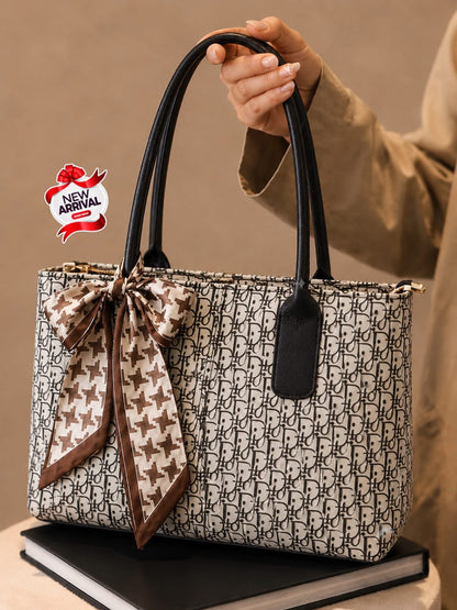 Large Double Zipper Handbag with Imported Scarf for Girls | Premium Shoulder Bag | Pinkorra