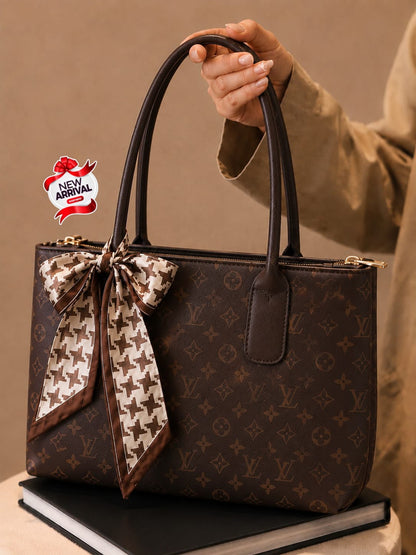 Large Double Zipper Handbag with Imported Scarf for Girls | Premium Shoulder Bag | Pinkorra