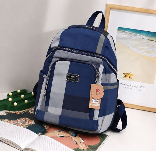 Imported Check Print College Backpack for Girls | Multi Pocket School Bag | Pinkorra