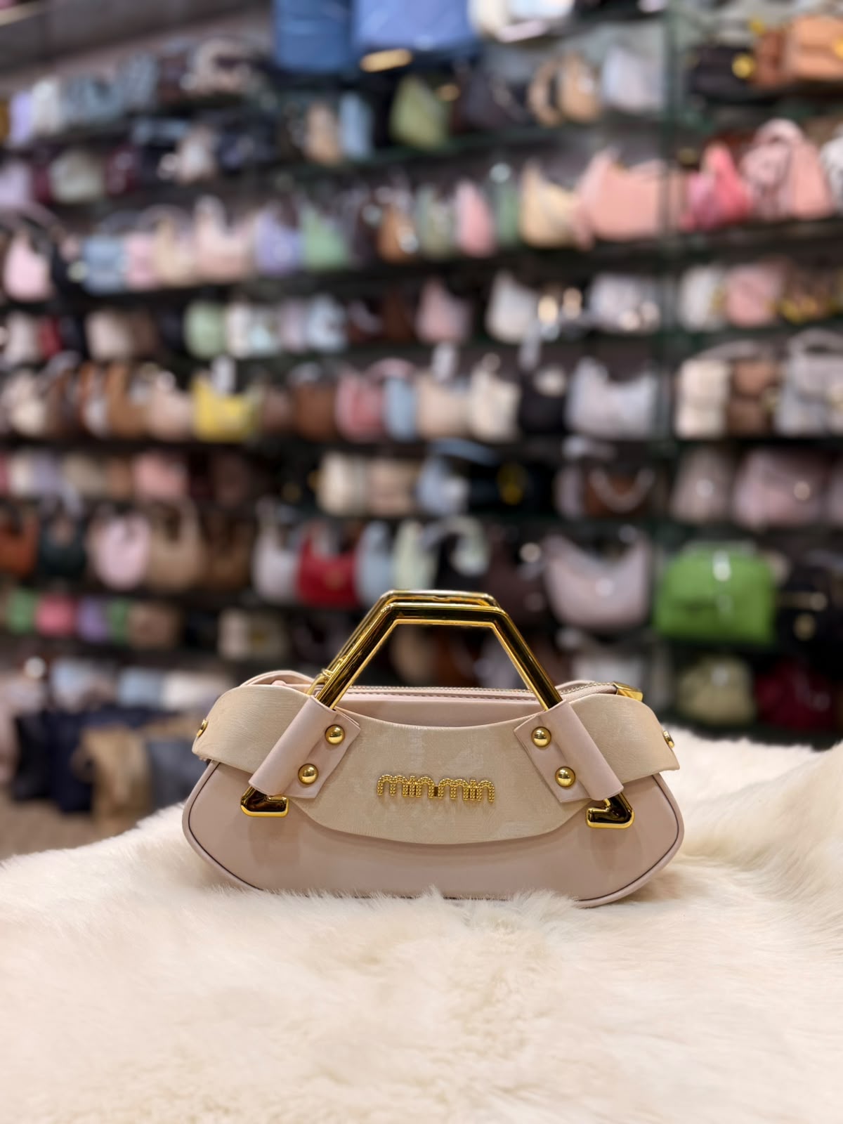 Premium Ladies Shoulder Handbag | Luxury Handbag with Golden Metal Handle | Adjustable Strap | Pinkorra