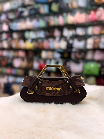 Premium Ladies Shoulder Handbag | Luxury Handbag with Golden Metal Handle | Adjustable Strap | Pinkorra